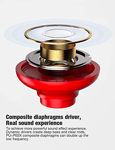 Otium Wireless Bluetooth 5.3 Sport Headphones Built-in Mic in Ear Running Headset with Earhooks 16 Hours Playtime - color: Red