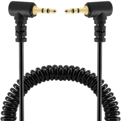 코일 2.5mm 오디오 케이블 어댑터, 2팩 3피트/1M 접이식 90도 직각 2.5mm TRS 스테레오 수 - 2.5mm 수 모노 잭 헤드폰 스피커 오디오 코드 금 도금 플러그 3극
