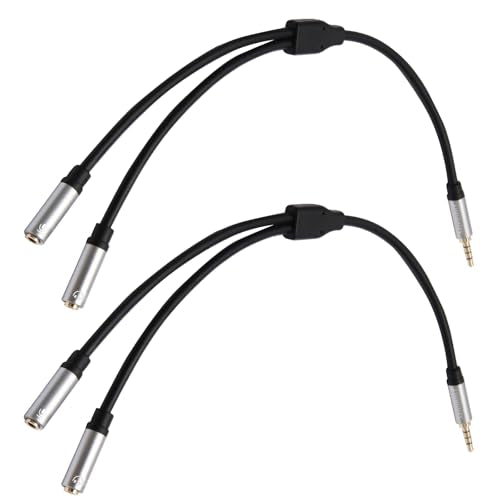 Headphone Splitter 2-Pack, 3.5mm Headphone Mic Splitter for Headset with Separate Audio Microphone Jacks, Compatible for Xbox, PS4, Phone, Laptop, PC (Not for 2 Headphones)