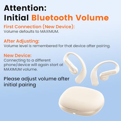 Piluyaa Open Ear Bluetooth 5.3 Earbuds, Wireless Headphones Sport Over Earphones Built-in Mic with Ear Hooks, 58H Playtime Ear Buds Fast Charging, IPX7 Waterproof for Running/Workout-Off White - color: OFF WHITE