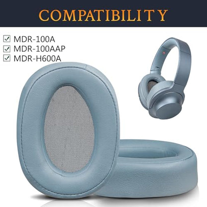 SOULWIT Replacement Earpads for Sony h.Ear on MDR-100A (MDR100A), MDR-100AAP (MDR100AAP), MDR-H600A (MDRH600A) Headphones, Ear Pads Cushions with Noise Isolation Memory Foam (Blue) - color: Blue
