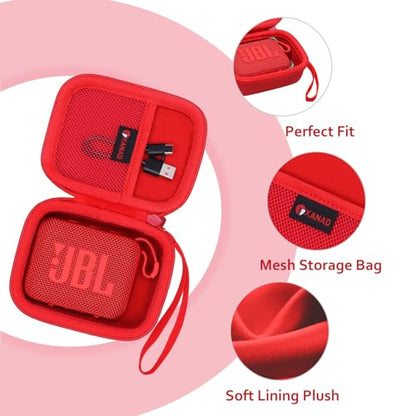 XANAD Hard Case Compatible with JBL Go 4 / GO 5 / Go 3 Ultra Speaker, Red - color: Red