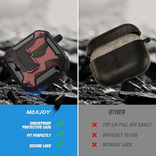 for AirPods 4 Case & AirPods 5 Case with Magnetic Lock, Red Camo - color: Camo Red, size: AirPods 4 Case 2024 / AirPods 5 Case 2026