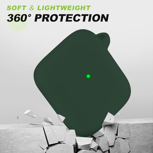 for AirPods 1/2 Case Cover,Come with Cleaner Kit,Soft Skin Silicone Case Cover with Keychain,Full Protective Case for Men and Women,Compatible with AirPods 2nd Generation Case,Blackish Green - color: C5-Blackish Green