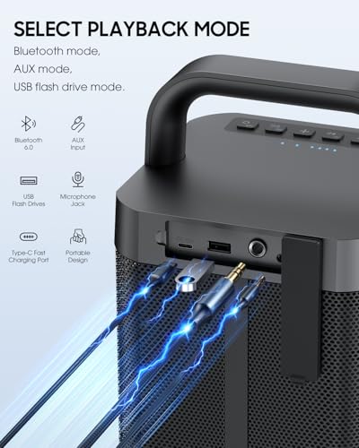 comiso Portable Bluetooth Speaker, Deep Bass, 150W Peak, IPX6 Waterproof