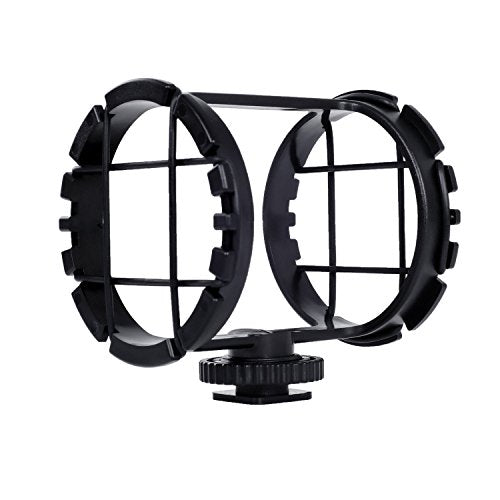 Movo SMM2 Microphone Shock Mount with Camera Cold Shoe for Shotgun Microphones 1" - 2" in Diameter (Fits The Zoom H1n)