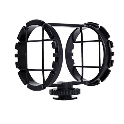 Movo SMM2 Microphone Shock Mount with Camera Cold Shoe for Shotgun Microphones 1" - 2" in Diameter (Fits The Zoom H1n)