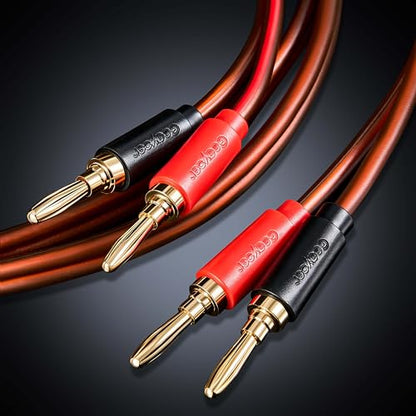 Speaker Wire with Banana Plugs,14 Gauge Speaker Cables, Oxygen-Free Copper(OFC)，2 Pack/6.6Feet - size: 6.6FT/Two cable