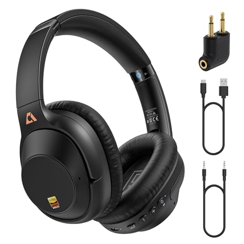 YMOO Active Noise Cancelling Headphones for Airplane Travel | LDAC Hi-Res Audio, Wired Wireless ANC, 100H Playtime Over Ear Headphones, Custom EQ via App, Bluetooth 6.0 Headset for All