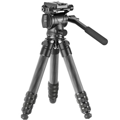 NEEWER Carbon Fiber Desktop Mini Tripod for Camera, Tabletop Portable Travel Tripod with Video Fluid Head, QR Plate for TikTok DSLR Action Camera Video Recording Streaming, Max Load 6.6lb/3kg, TP10