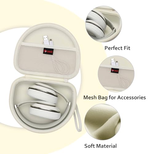 Headphone Case Compatible with Beats Studio Pro/Solo 4 / Studio 3 / Solo 3 / Picun B8 / BERIBES/JLab JBuds Lux ANC Wireless Bluetooth Noise Cancelling Headphones(Cream) - color: Cream