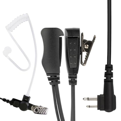 10 Pack BCT15-M1 Commercial-Grade Surveillance Style Earphone with Lapel PTT Microphone Compatible with Motorola CP200D CP100D R2 DEP450 BPR40D CP200 CP185 BPR40 Yaesu FT-65 FT-25 FT-4X/V - size: 10 Pieces