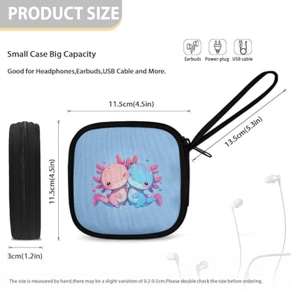 Cute Axolotl Carrying Earphone Case Pouch Storage Bag Holder-Earbud Case Headphones Storage Bag Pouch for Headphone, Bluetooth - color: Cute Axolotl