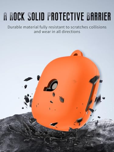 Case for Beats Powerbeats Fit Earbuds 2025 (Orange) | Soft Silicone Protective Cover with Carabiner and Lanyard, Shockproof - color: Orange