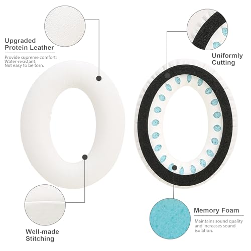 Earpads Ear Cushions Fit for Bose QuietComfort 35 QC35 QC35ii QC45 QC25 QC15 Headphones with Memory Foam& Protein Leather (White) - color: QC35 White