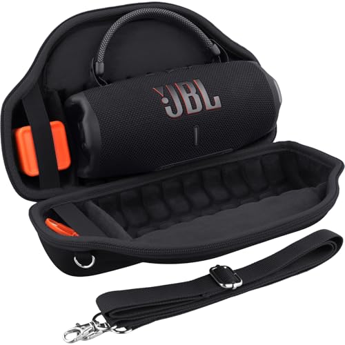 co2CREA Case for JBL Charge 6 Portable Bluetooth Speaker, Black | High-Density Foam Padding, Reinforced Handle, Detachable Shoulder Strap, Compact Lightweight Design, Dust Protection - color: Black Case