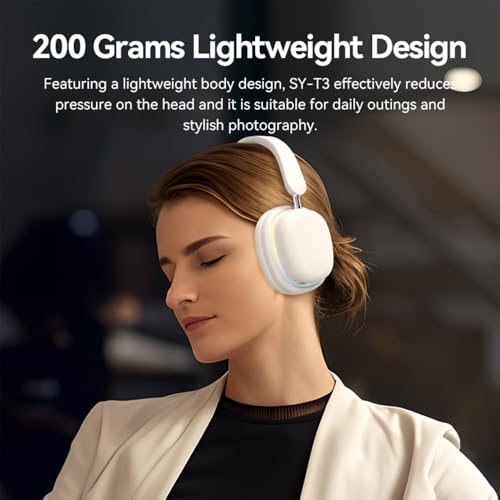 IHAO Luxury Wireless Over-Ear Bluetooth Headset with Active Noise Cancellation Detachable Extent Gaming Mic Foldable Rotatable Design Lightweight-SY-T3 Headset Black - color: SY-T3 Headset Black
