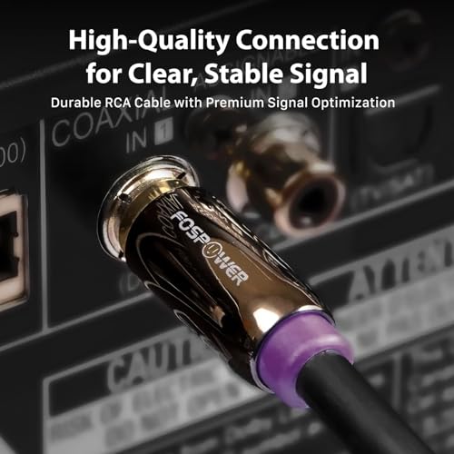 FosPower Subwoofer Cable (35ft FT) RCA to RCA Audio Stereo Cable, Male to Male - Dual Shielded Cord | 24K Gold Plated Connector | Corrosion Resistant | Clean Sounding Signal - size: 35 Feet