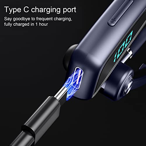 PUSOKEI Single Ear Bluetooth Earpiece, 270° Rotatable Handsfree Headset with Mic for Business Office Driving,Wear it Left or Right No Delay