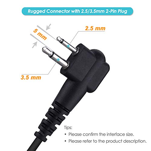 (2 Pack) Walkie Talkie Earpiece, 2-Pin 2.5mm/3.5mm G Shape Walkie Talkie Headset with PTT Mic, Compatible with Motorola Two-Way Radios