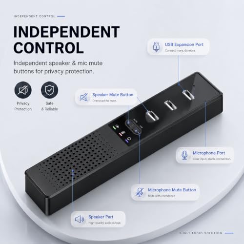 3 in 1 USB Wired Speaker with Microphone,Conference Speakerphone for PC & Laptop,360° Voice Pickup, Plug and Play, Computer Speaker for Zoom, Teams, Skype, Home Office & Online Meetings - style: Vintage