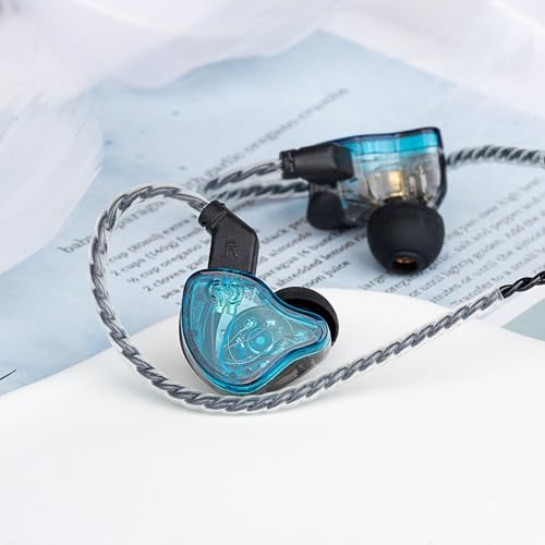 CCZ 멜로디 유선 이어버드 이어폰, hifi 1DD 1BA 드라이버 인이어 헤드폰, 선명하고 깨끗한 사운드의 인이어 모니터, 가수 뮤지션 드러머 스튜디오용 iem 유선 이어버드 (블루, 마이크 없음) - color: 블루., size: 마이크 없음, style: 마이크 없음