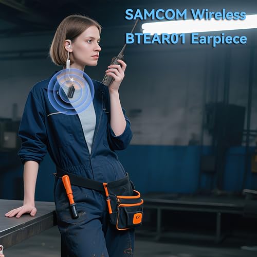 SAMCOM BTEAR01 Wireless Headset Earpiece Ear piece Clear Acoustic Tube | with PTT Microphone Mic 2 Pin Dongle 10 Working Hours for K plug FPCN30A/FPCN10A Radios,Radios Not Include - size: Wireless Earpiece