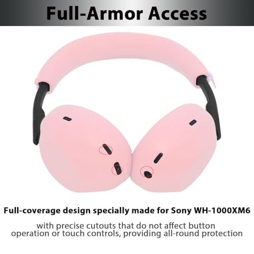 Adhiper XM6 Sweat Covers Accessories for Sony WH-1000XM6 - Pink | Soft Silicone Case, 2-in-1 Headphone Cover with Earpad Covers & Headband Cover, Sweatproof & Easy to Clean & Secure Fit - color: Pink