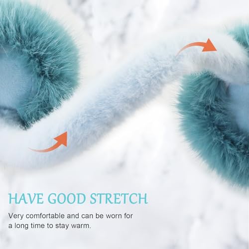 Earmuffs for Women Girls Faux Fur Fuzzy Headband Foldable Ear Covers Cold Weather Accessory - color: Blue