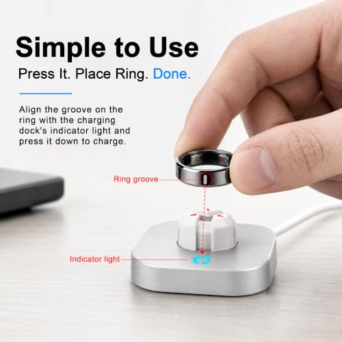 Fast Charger Compatible with Ou-ra Ring Gen 5, Size 6-12 | Replacement Charging Dock for Size 6/7/8/9/10/11/12, Portable Travel Charger with USB-C Cable (Not for Ring Gen 3/4)