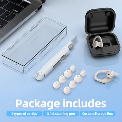 8 Pairs Replacement Ear tip for Powerbeats Pro （White） | Beats Earbuds Replacement Tips,Wireless Earphone Headphones, Silicone Earbuds Buds Set with Cleaning kit - color: White