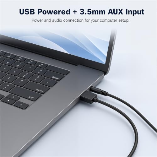ROSON Computer Speaker, Compact Size Speaker with Headphone Jack, Volume Control, Stereo 2.0 USB Powered 3.5mm Aux Multimedia Speakers for Laptop/Desktop/Tablets/Phone