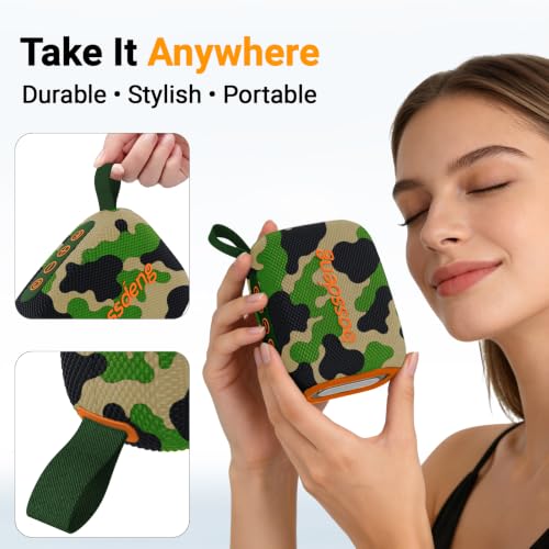 Waterproof Portable Bluetooth Speaker, Lights & Strap, Camoouflage | Compact Wireless Outdoor Speaker, 10H Playtime, Bluetooth 5.3 Stable Connection IPX5 for Beach, Camping, Travel and Shower - color: camoouflage