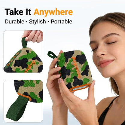 Waterproof Portable Bluetooth Speaker, Lights & Strap, Camoouflage | Compact Wireless Outdoor Speaker, 10H Playtime, Bluetooth 5.3 Stable Connection IPX5 for Beach, Camping, Travel and Shower - color: camoouflage