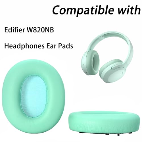 Replacement Earpads for Edifier W820NB Noise Cancelling Headphones - Green | Xinyuekj Premium Protein Leather Cushions, Comfort Upgrade Ear Cups - Set of 2 Ear Covers