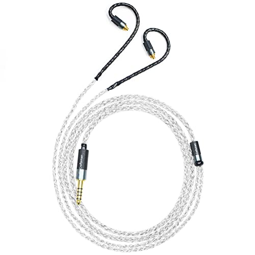 5N OFC Silver Plating+Graphene Mixed Braid Earphone Replacement Cables for Sennheiser IE200 IE300 IE600 IE900 (4.4mm Plug) - color: Light white cable