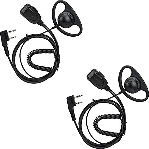 Retevis Walkie Talkie Earpiece with Mic, for RT22/RT68/RT21/H777/RT68H | Coil Tube, 2 Pin, Compatible with Pxton, Baofeng, Kenwood Two Way Radios, Radio earpiece(2 Pack)