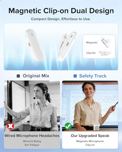 Voice Amplifier for Teachers, Dual Magnetic Lavalier Mic(White) | Bluetooth Portable Rechargeable Speaker for Classroom, Meetings, Tour Guide Speeches, Public Speaking, Coaches, PA System - color: White