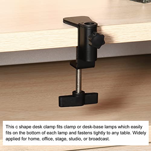 PATIKIL 0.49" Hole Dia. Desk Clamp, 2 Pcs Universal C-Clamp Base with Adjustable Screw for Microphone Mic Arm Table Lamp Mount Holder, White - color: White