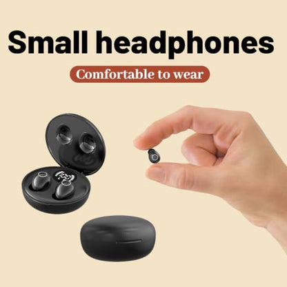Invisible Sleep Earbuds,Mini Sleep Earbuds Headphones Wireless Bluetooth 5.4,Mini Invisible Wireless Earbuds for Small Ear Canals,Soft in-Ear Ear Plugs for Sleeping Small Ears Gym (Black) - color: Black