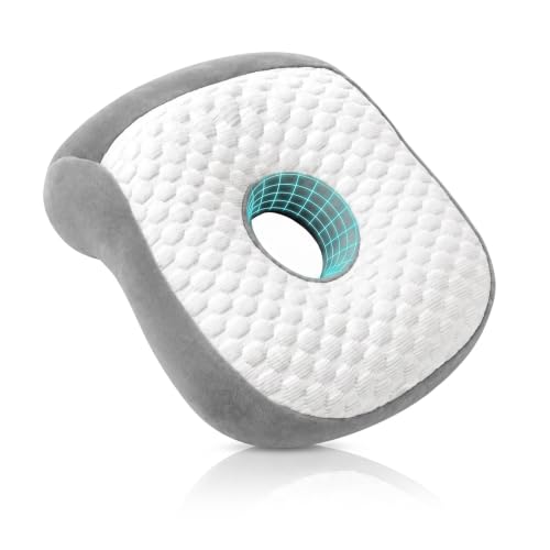Youyole Grey Piercing Pillow for Side Sleepers, Ear Pillow Smooth Cooling Fabric, 11.8 x 9.8 x 4.7 Inch Raised for Sleeping with Earbuds, Earphones, Ear Pain, Pressure Relief Comfortable Sleeping - color: Grey