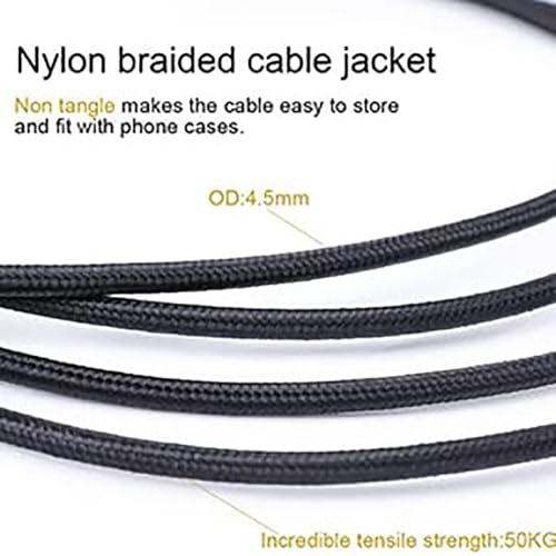 SatelliteSale Auxiliary 3.5mm Right Angle Audio Jack Male to Male Digital Stereo Aux Cable Universal Wire Black Nylon Cord 30 feet - size: 30 Feet