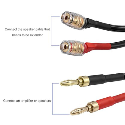 XMSJSIY 4mm Banana Speaker Extension Audio Cable -80CM/2.6FT | Banana Plug to Binding Post Socket Male to Female Adapter Connector Wire with Gold-Plated for Amplifier Sound Systems