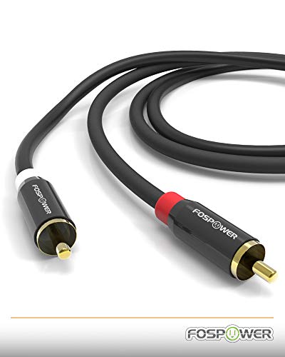 FosPower (2 Pack 2 RCA M/M Stereo Audio Cable [24K Gold Plated | Copper Core] 2RCA Male to 2RCA Male [Left/Right] Premium Sound Quality Plug - 6FT - size: 6 Feet 2 Pack
