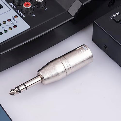 2 Pack 1/4 TRS to XLR Adapter, Balanced Quarter Inch 6.35mm Male to XLR Male Adapter for Mixer, Microphone - color: 1/4 To XLR Male