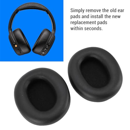 Earpads for 2, Protein Leather Memory Foam Replacement Ear Pads Soft and Stretchable with Noise Isolation Added Thickness