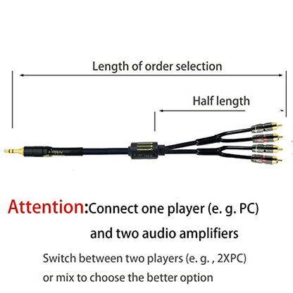 Arklove 25ft Shielded 1/8" aux Input 3.5mm RCA Output Splitter Stereo Audio Video Cable Out 3.5 Male to 4 RCA Male in Dual Speaker Cord 24k Gold Plated - size: 25ft, style: 3.5mm to rca(LL+RR)
