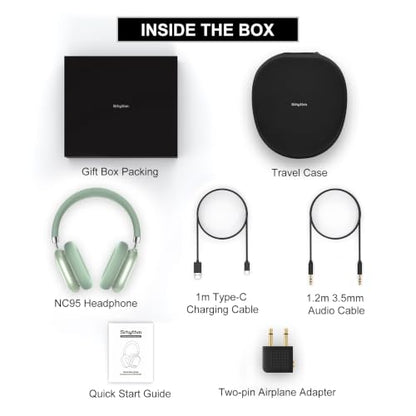 Srhythm NiceComfort 95 Hybrid Noise Cancelling Headphones Wireless | Bluetooth with Transparency,ENC,HD Sound,Slim Headphones Lightweight - color: Mint Green