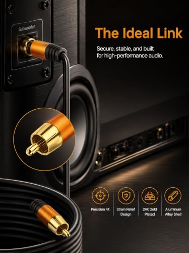 Digital Coaxial 15FT Audio Cable,1RCA Male to 1RCA Male Subwoofer Cable RCA Video Cable for Subwoofer, Home Theater, Video/Audio Subwoofer Rear View Parking Camera - size: 15FT