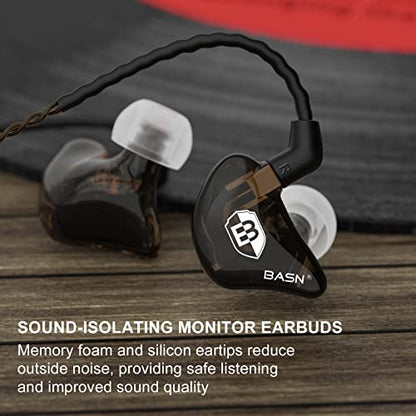 BASN Bsinger 2nd Generation in Ear Monitor Headphones for Musicians, Black | Sound Isolating Earphones with Dual Dynamic Drivers Detachable MMCX Cable - color: Brown